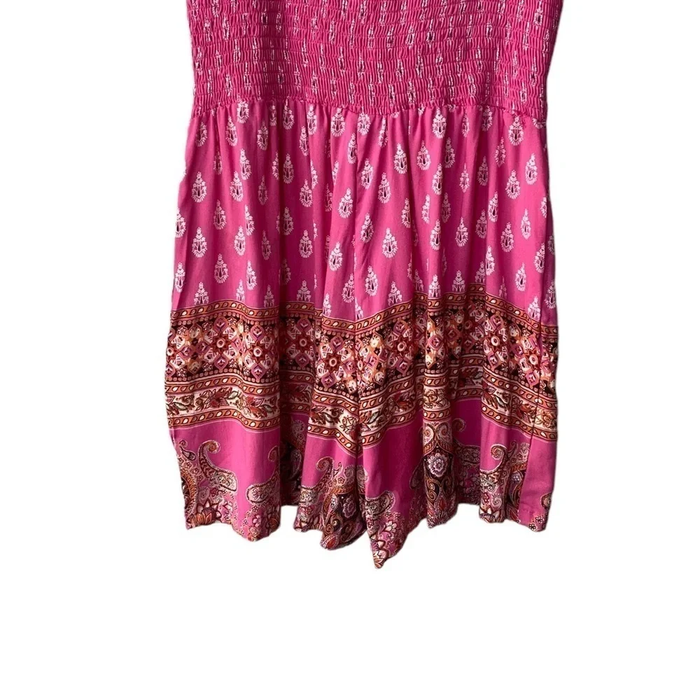 Francesca's Boho Romper Small NEW Cut Out Festival Western Coastal Cowgirl Pink - Picture 10 of 11